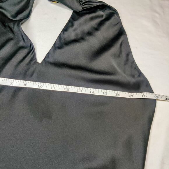 Show Me Your Mumu Jasmine Halter Midi Bias Slip Dress Black Luxe Satin Medium - Picture 11 of 16